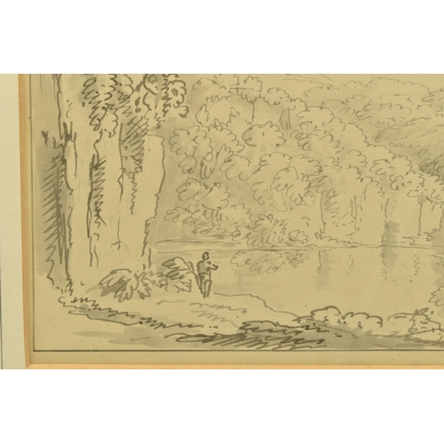 345 - ANTHONY THOMAS DEVIS (1729-1816) TWO PREPARATORY SKETCHES, the first depicts a river landscape with ... 