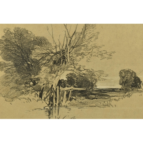 303 - CIRCLE OF HENRY BRIGHT (1814-1873) LANDSCAPE WITH LAKE, a study of a landscape with trees beside a l... 