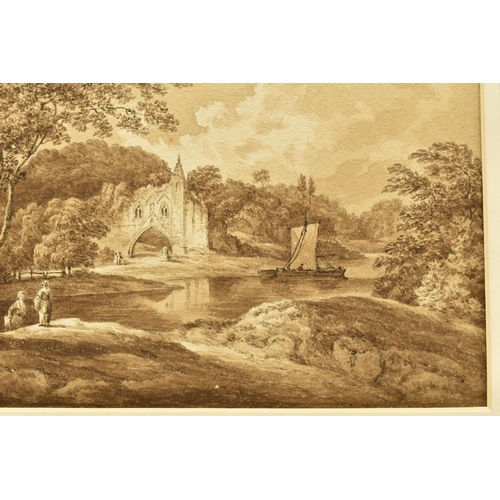 312 - SOPHIA AYRTON (18TH / 19TH CENTURY) 'KIRKHAM PRIORY, YORKSHIRE', an English school river landscape w... 