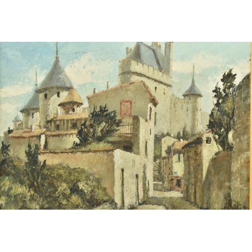 317 - ATTRIBUTED TO H.W. WRIGHT (20TH CENTURY) 'CARCASSONNE', a view of the medieval citadel , signed with... 