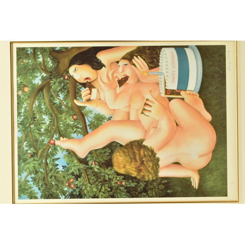 339 - BERYL COOK (BRITISH 1926-2008) 'THE BIRTHDAY CAKE', SIGNED LIMITED EDITION PRINT, depicting nude fem... 