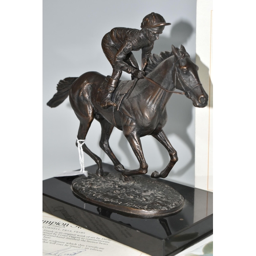 351 - DAVID CORNELL BRONZE 'CHAMPION FINISH' SCULPTURE, depicting Lester Piggott riding Nijinsky, for Fran... 