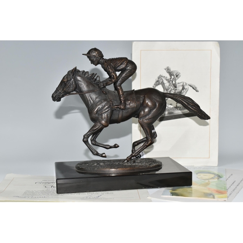 351 - DAVID CORNELL BRONZE 'CHAMPION FINISH' SCULPTURE, depicting Lester Piggott riding Nijinsky, for Fran... 