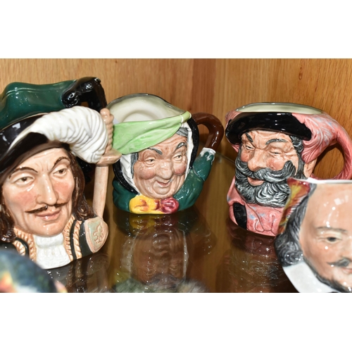 356 - NINE CHARACTER JUGS, mainly Royal Doulton to include The Poacher D6464, The Fortune Teller D6503, Ri... 