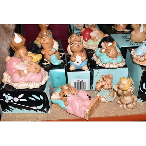 364 - A COLLECTION OF PENDELFIN RABBIT FIGURES, comprising boxed figures: Aunt Ruby (a little glue? residu... 