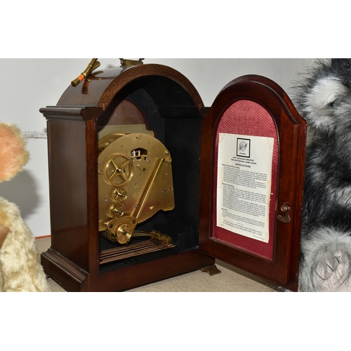 376 - AN ELLIOTT OF LONDON BRACKET CLOCK MADE FOR MAPPIN & WEBB LTD. a brass arched dial with cherub spand... 