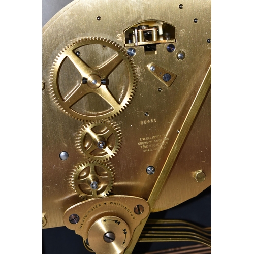 376 - AN ELLIOTT OF LONDON BRACKET CLOCK MADE FOR MAPPIN & WEBB LTD. a brass arched dial with cherub spand... 