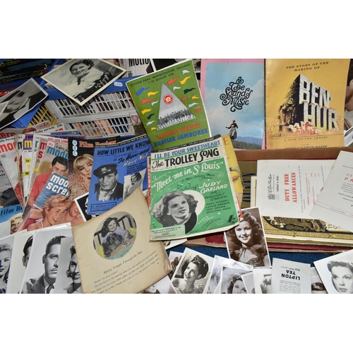 381 - SIX BOXES OF HOLLYWOOD & FILM EPHEMERA to include approximately thirty-eight book titles which inclu... 