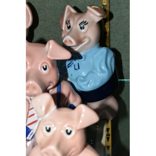 396 - FIVE WADE NAT WEST PIGGY BANKS, comprising Woody, Annabel, Maxwell, Sir Nathaniel and Lady Hilary (5... 