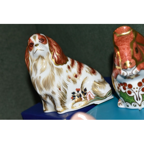 397 - TWO BOXED ROYAL CROWN DERBY PAPERWEIGHTS, comprising Christmas Squirrel and Cavalier King Charles Sp... 