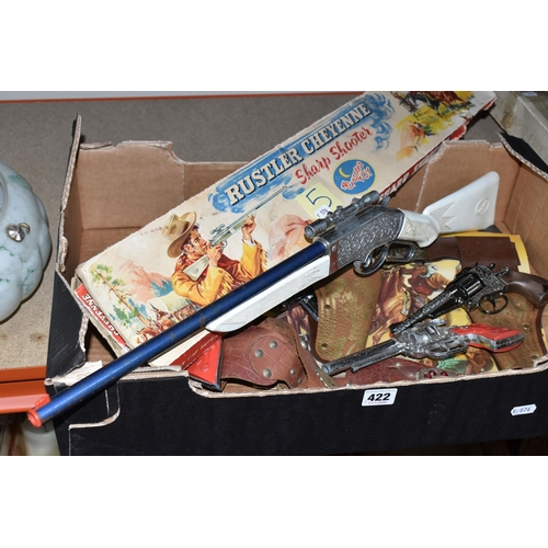 A QUANTITY OF ASSORTED VINTAGE TOY CAP GUNS AND RIFLES ETC., to include ...