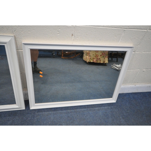 1322 - A SELECTION OF WALL MIRRORS, to include three white painted rectangular mirrors, largest 101cm x 71c... 