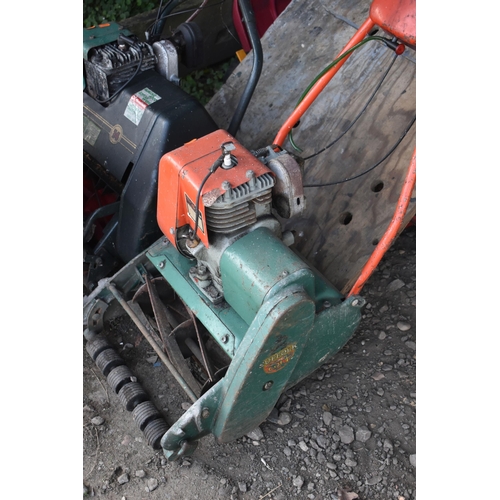 1038 - A WEBB PETROL CYLINDER LAWNMOWER, with a grass box, along with a Suffolk cylinder lawnmower with no ... 