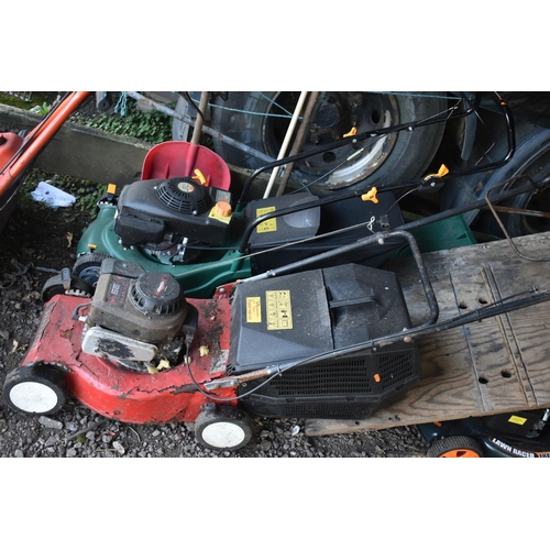 1039 - AN UNBRANDED 3.5HP PETROL LAWNMOWER, with a grass box, along with a Champion petrol lawnmower with g... 