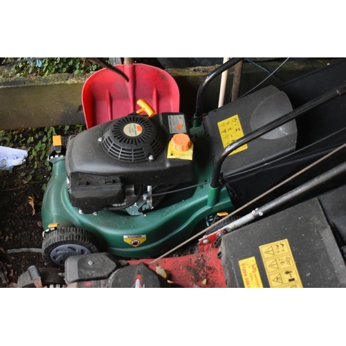 1039 - AN UNBRANDED 3.5HP PETROL LAWNMOWER, with a grass box, along with a Champion petrol lawnmower with g... 