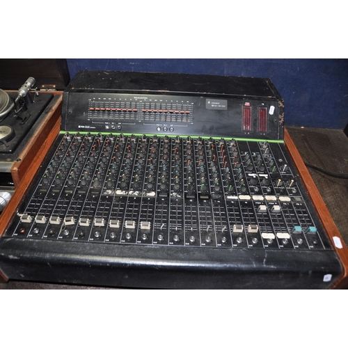 1142 - A VINTAGE SONY HP-511A MUSIC CENTRE (drive belt gone but working) a Toa RX216 mixing desk (powers up... 
