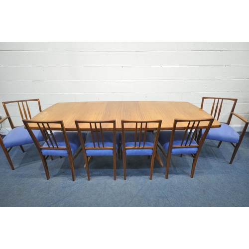 1396 - W H RUSSELL FOR GORDON RUSSELL, A MID-CENTURY MODEL 'BURFORD' MAHOGANY AND ROSEWOOD EXTENDING DINING... 