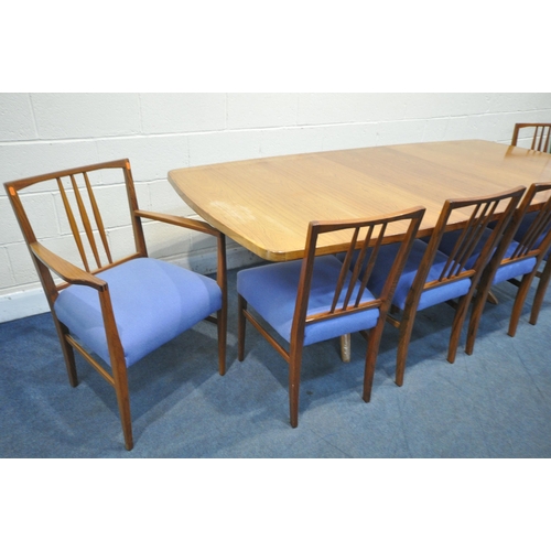 1396 - W H RUSSELL FOR GORDON RUSSELL, A MID-CENTURY MODEL 'BURFORD' MAHOGANY AND ROSEWOOD EXTENDING DINING... 