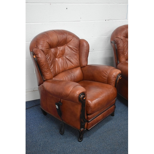 1415 - A BARDI ITALY BROWN LEATHER FOUR PIECE LOUNGE SUITE, comprising a two seater settee, length 137cm x ... 