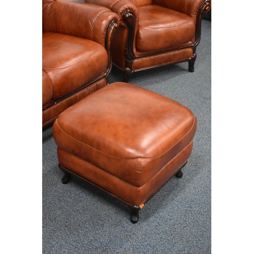 1415 - A BARDI ITALY BROWN LEATHER FOUR PIECE LOUNGE SUITE, comprising a two seater settee, length 137cm x ... 