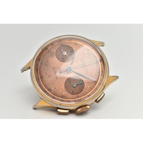 102 - AN 'ORATOR' WATCH HEAD, round bronze coloured dial signed 'Orator 17 Rubis, Antimagnetic', Arabic nu... 