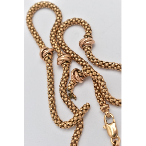 40 - A 9CT GOLD CHAIN NECKLACE, AF snake chain with twist detail, fitted with a lobster clasp, stamped 37... 