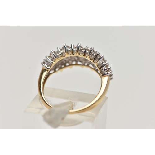 54 - A 14CT GOLD CUBIC ZIRCONIA CLUSTER RING, circular cut cubic zirconia in a white metal setting, to a ... 