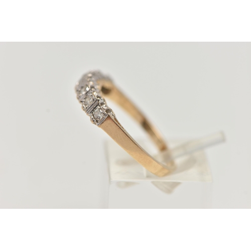 56 - A 15CT GOLD HALF ETERNITY RING, set with a row of circular cut, cubic zirconia, to a polished band, ... 