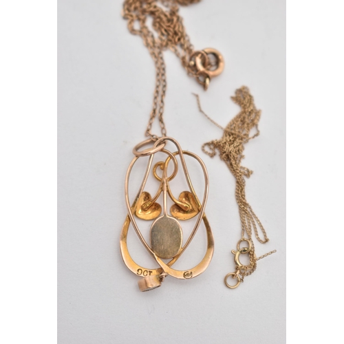 138 - A MURRLE BENNETT 9CT GOLD PENDANT, of organic design with vine leaves and a central oval blister pea... 