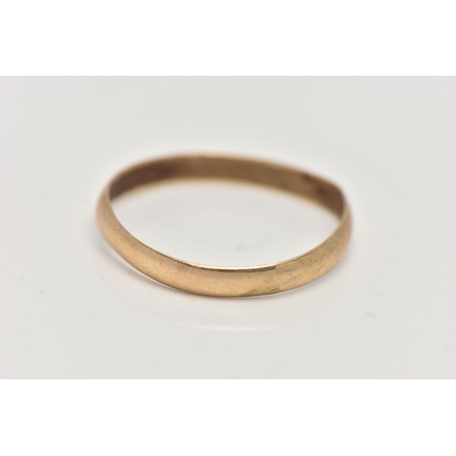 155 - A POLISHED 9CT GOLD BAND RING, hallmarked 9ct London, ring size W, approximate gross weight 1.6 gram... 