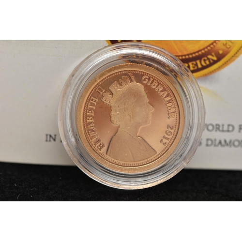 166 - A 2012 DIAMOND JUBILEE GIBRALTAR GOLD HALF SOVEREIGN, with certificate in box of Issue