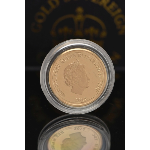 168 - A 2012 DOUBLE JUBILEE, DOUBLE PORTRAIT GOLD SOVEREIGN, for Trista Da Cunha Approx 8 grams in box of ... 