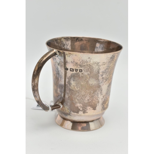 185 - A GEORGE VI SILVER MUG OF INVERTED BELL SHAPE, C scroll handle, circular foot, makers S Blanckensee ... 