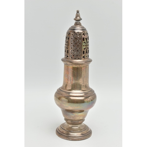 187 - AN ELIZABETH II SILVER SUGAR CASTER, polished baluster form, hallmarked 'Mappin & Webb' Sheffield 19... 