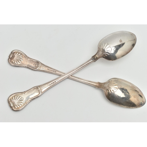 189 - STAFFORDSHIRE MILITARY INTEREST: A PAIR OF GEORGE III SILVER KINGS PATTERN BASTING SPOONS, engraved ... 