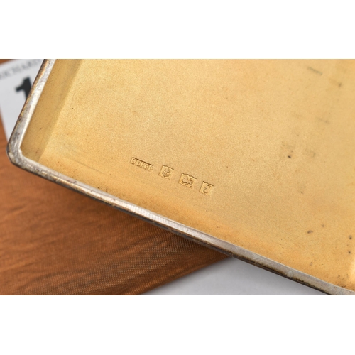 191 - A SILVER CIGARETTE CASE, square form, engine turned patter with engraved initial 'B' to the cartouch... 