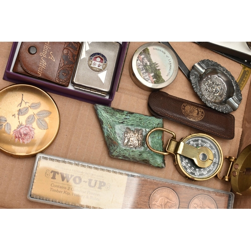 226 - A BOX OF ASSORTED ITEMS, to include a silver and enamel wristwatch, manual wind, round white dial, b... 