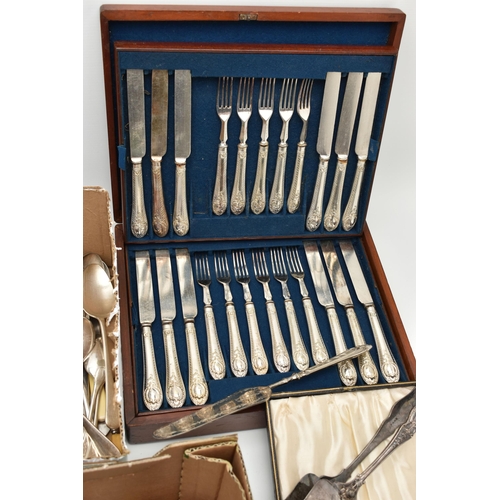 235 - ASSORTED CUTLERY, to include two wooden canteens of cutlery, two cased sets of cutlery, (some pieces... 