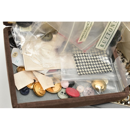 239 - A JEWELLERY BOX WITH CONTENTS, large black multi storage box, includes costume jewellery pieces name... 