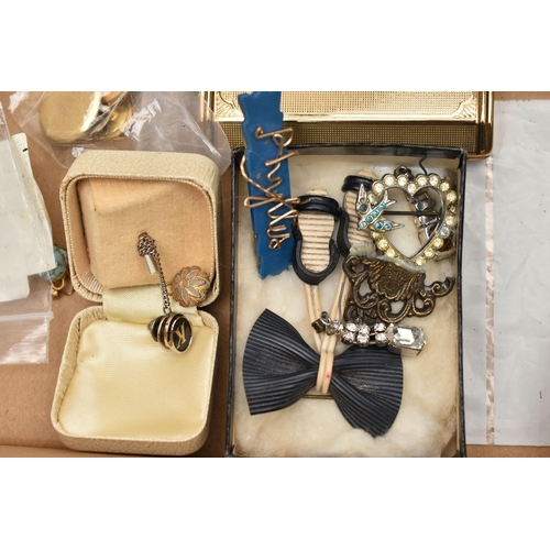 240 - A BOX OF ASSORTED ITEMS, to include a jewellery box with costume jewellery, a cased imitation pearl ... 