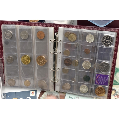 247 - A LARGE PLASTIC BOX OF MIXED COINS, to include, two Retro pattern coin collections Edward VIII Three... 