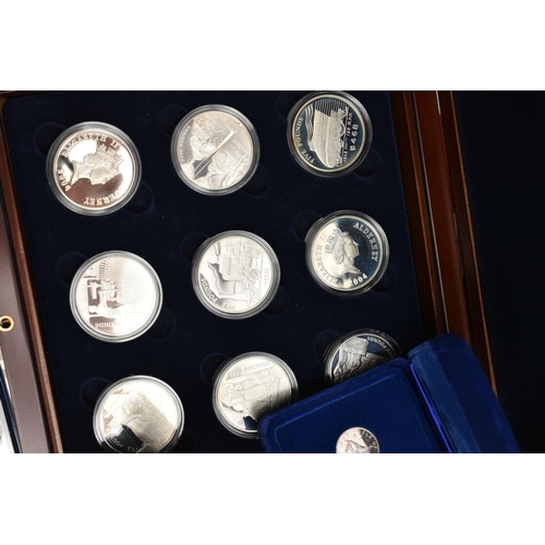 248 - AN ALBUM OF SILVER PROOF WINSTON CHURCHILL CENTENARY CROWN SIZE MEDALS, to include 24 Sterling silve... 