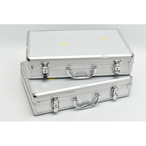 249 - TWO ALLUMINIUM CASES FILLED WITH MAINLY SILVER CONTENT UK COINAGE, to Include some high grade coins,... 