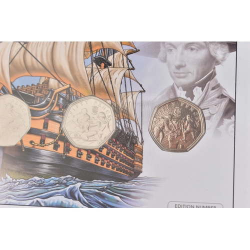 251 - HMS VICTORY BU 50P ULTIMATE COVER, contains five fifty pence pieces, with certificate of authenticit... 