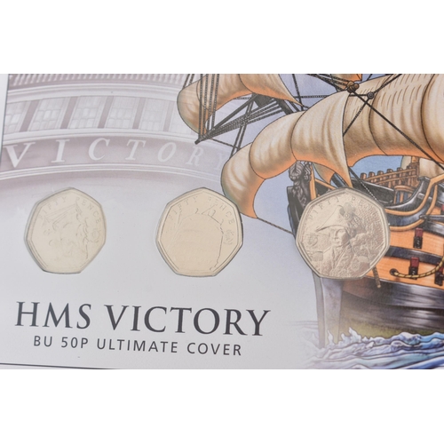 251 - HMS VICTORY BU 50P ULTIMATE COVER, contains five fifty pence pieces, with certificate of authenticit... 