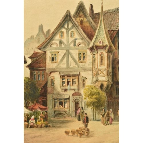 304 - CECIL JACK KEATS (19TH/20TH CENTURY) 'BACHARACH', a street scene of the German village beside the Rh... 