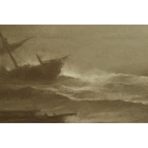 305 - AN EARLY 20TH CENTURY COASTAL SHIPWRECK SCENE, depicting a ship foundering in stormy seas at night, ... 