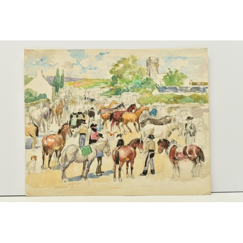 317 - JEANNE-MARIE BARBEY (FRENCH 1882-1960) HORSE RACING AT LONGCHAMP, a study of three horses racing, si... 