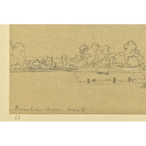 322 - CIRCLE OF WILLIAM TURNER OF OXFORD (1789-1862) 'BEAULIEU RIVER, HANTS', an unsigned sketch depicting... 