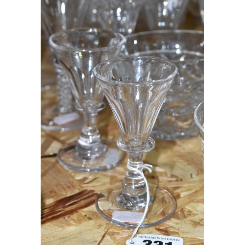 331 - A GROUP OF GLASS WARES, thirty nine pieces to include a pair of late Georgian cordial glasses, seven... 